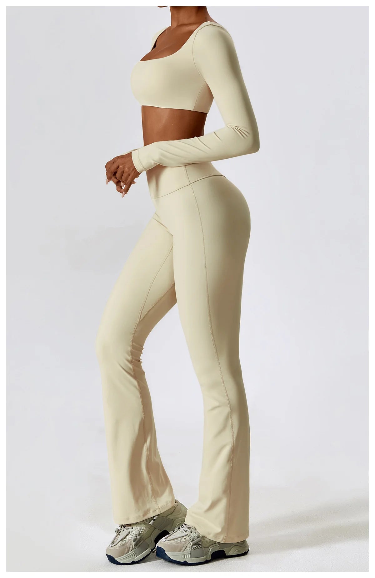 2PCS Women's Seamless Yoga Set Long Sleeve Athletic Legging & Crop Top Sportswear Workout Fitness Gym Sports Suit Winter Workout Clothes