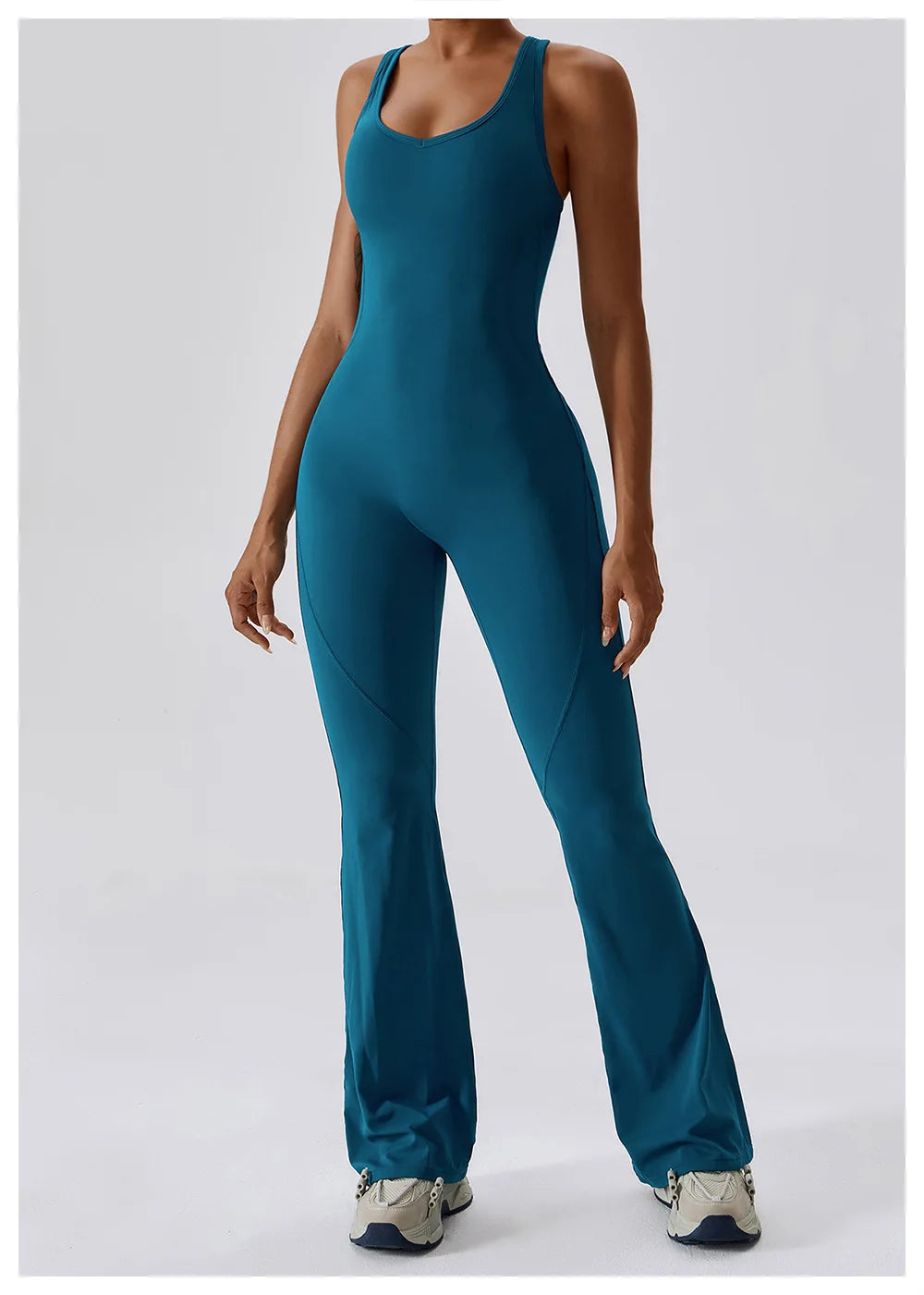 Women’s Solid Yoga Jumpsuit – One Piece Butt-Lifting Fitness Bodysuit