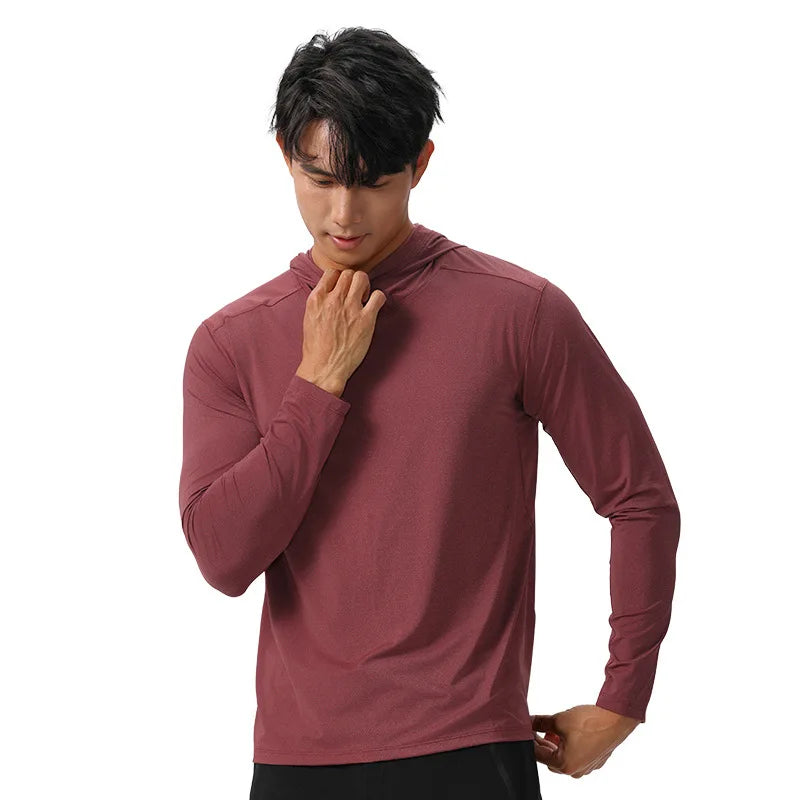 Men's Compression Hooded Long Sleeve Fitness T-Shirt – Running, Gym & Workout Performance Top