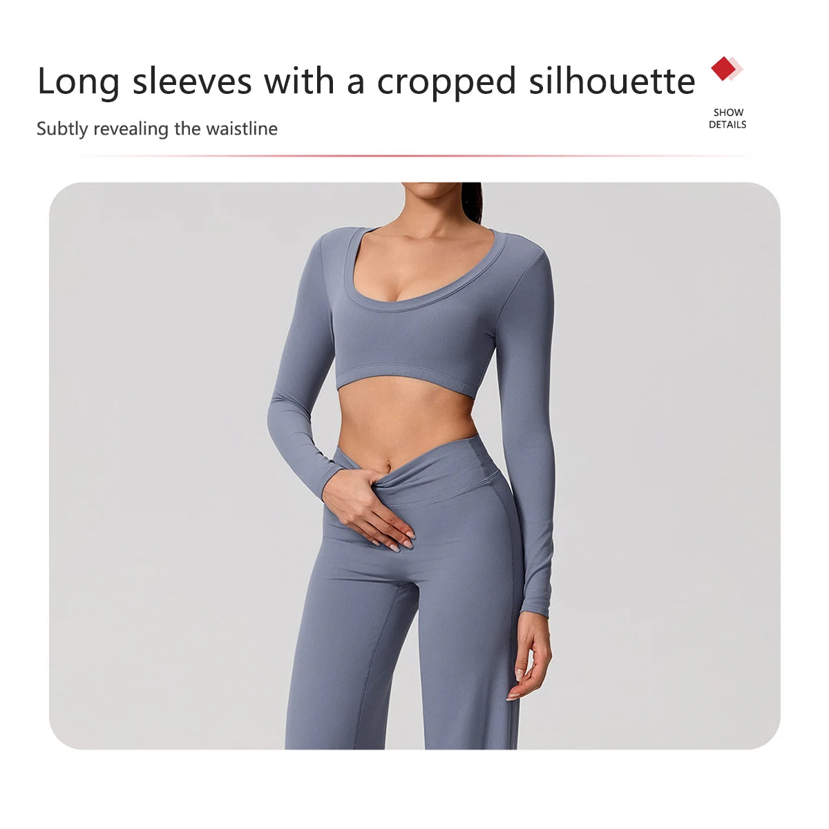 Women's 2-Piece Sports Set – Long Sleeve Backless Fitness Top & Wide Leg Yoga Pants