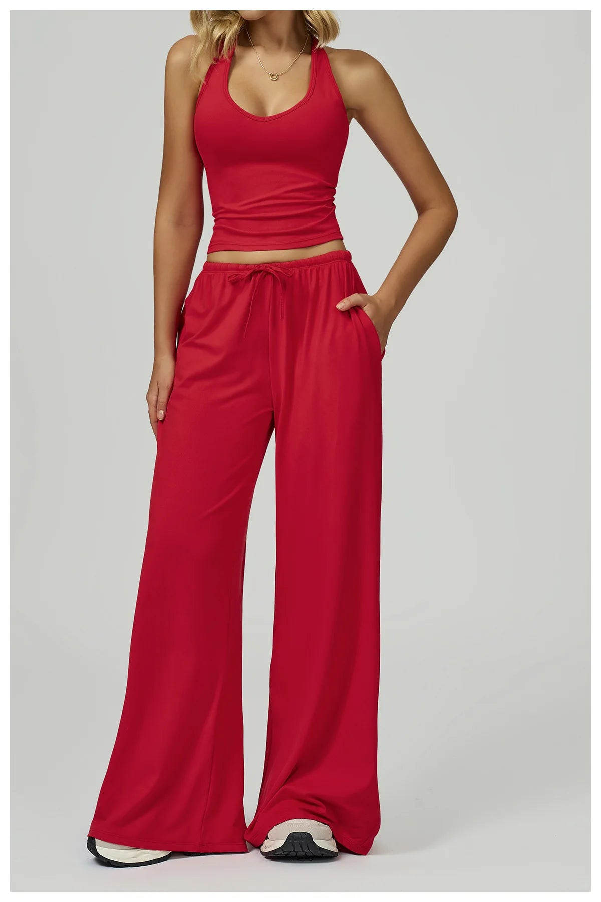 Yoga Pants Brushed Sports Pants Women's Hanging Wide Leg Loose Casual Pants Sports Running Fitness Elastic Drawstring Pants