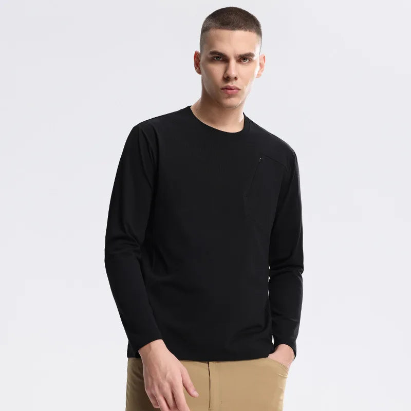 Men's Fitness Long Sleeve T-Shirt – Quick-Dry Breathable Sportswear for Running & Training