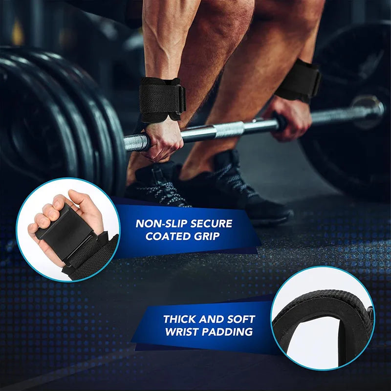 Weight Lifting Hook Grips with Wrist Wraps – Heavy Duty Gym Lifting Straps for Pull-Ups & Powerlifting