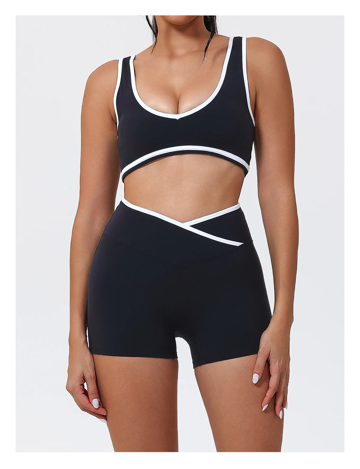 Women's 2-Piece Yoga Set – Sports Bra with Padded Cups & High-Waisted Cross-Back Leggings
