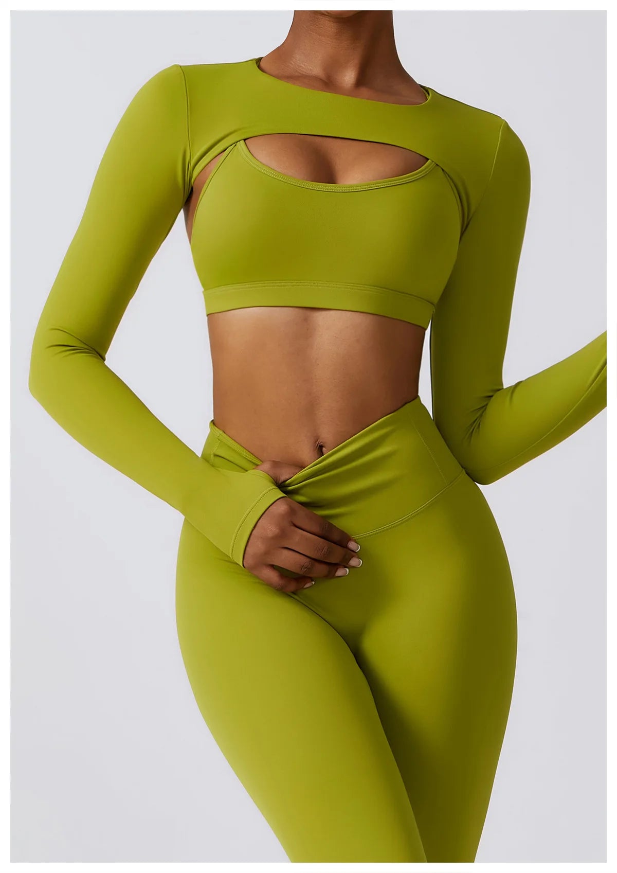 Women's Sportswear Yoga Set Seamless Fitness Bra Crop Top Long Sleeve Workout Clothes Athletic Wear Gym Legging for Running Fitness