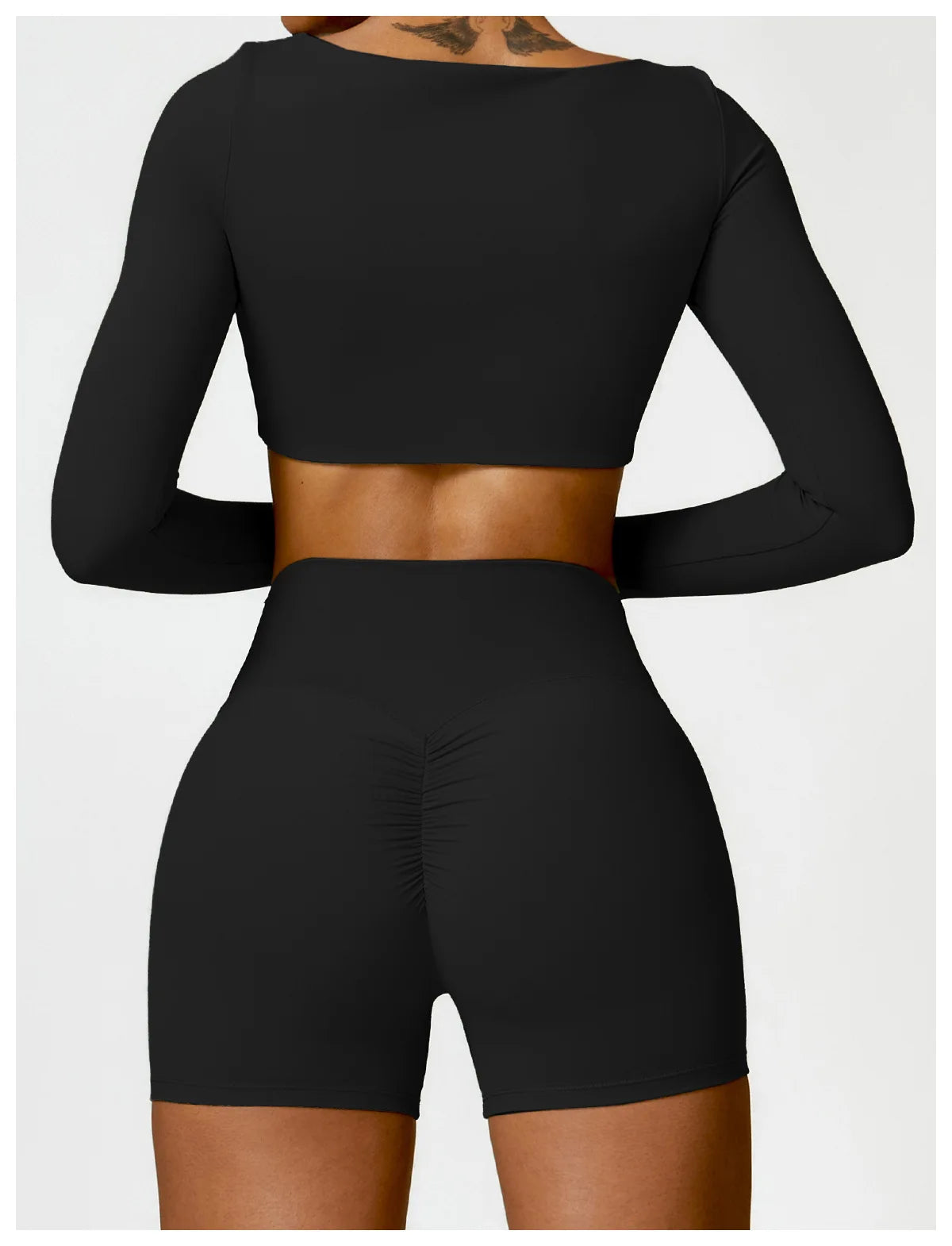 Women's Quick-Dry Square Neck Sports Crop Top – Long Sleeve Gym & Yoga Activewear