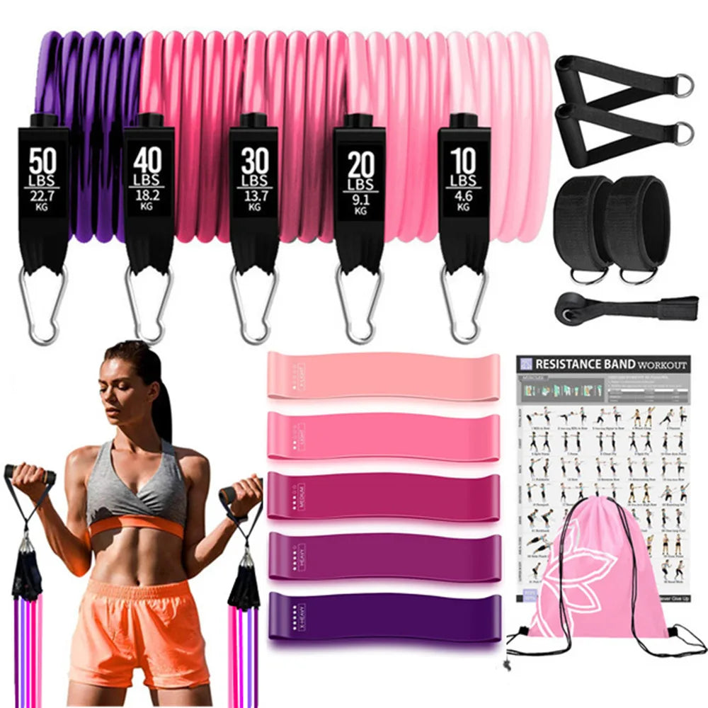 Workout Bar Resistance Bands Set – Pilates, Yoga & Home Gym Training Equipment