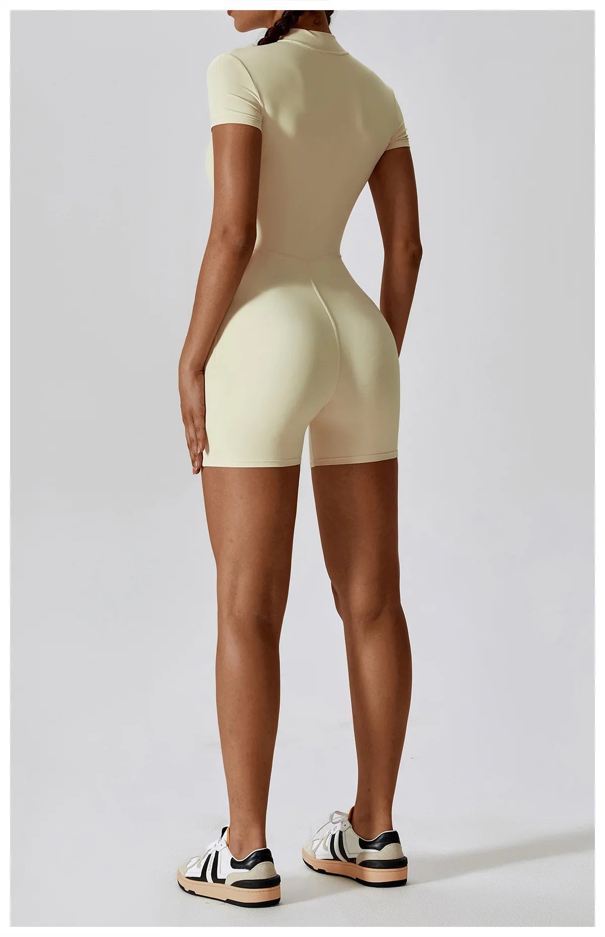 Summer Zipper Yoga Jumpsuit – Women’s Short Sleeve Push-Up Fitness Bodysuit