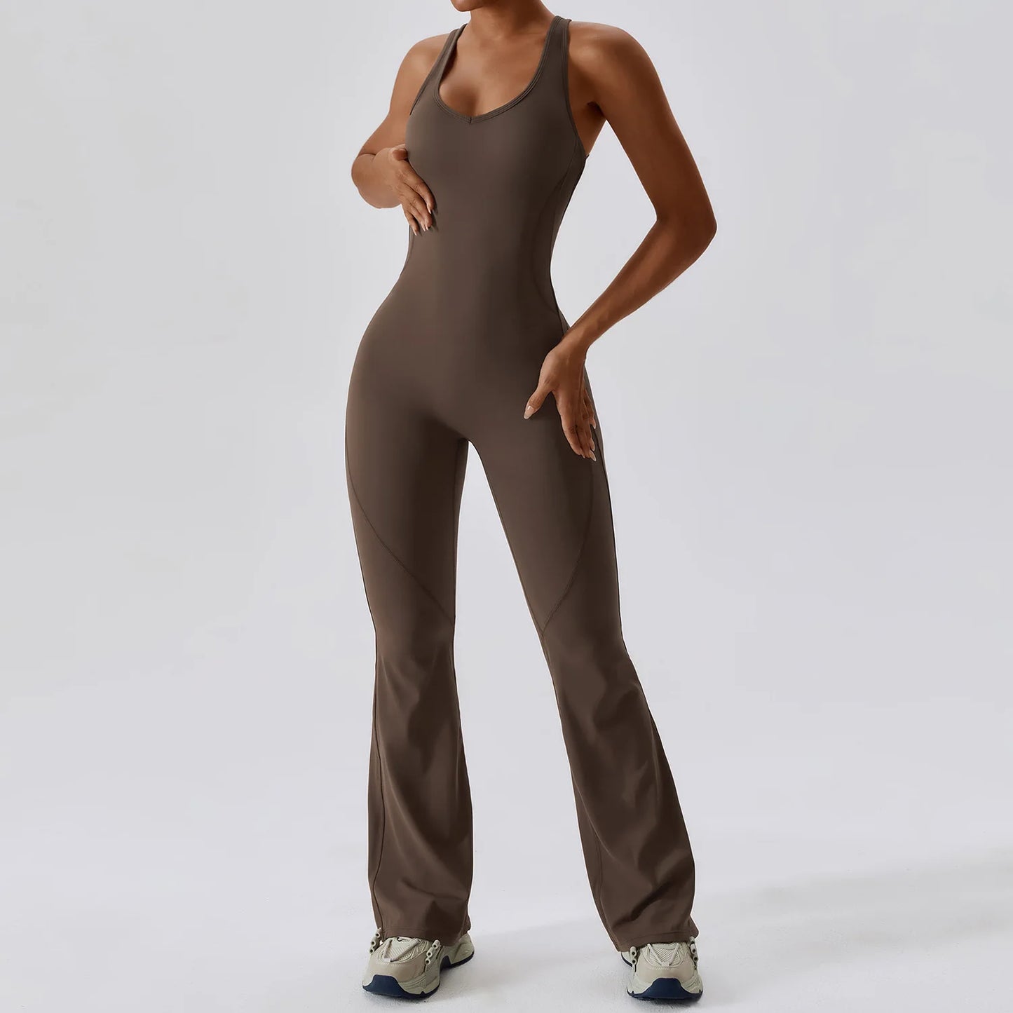 Women’s Solid Yoga Jumpsuit – One Piece Butt-Lifting Fitness Bodysuit