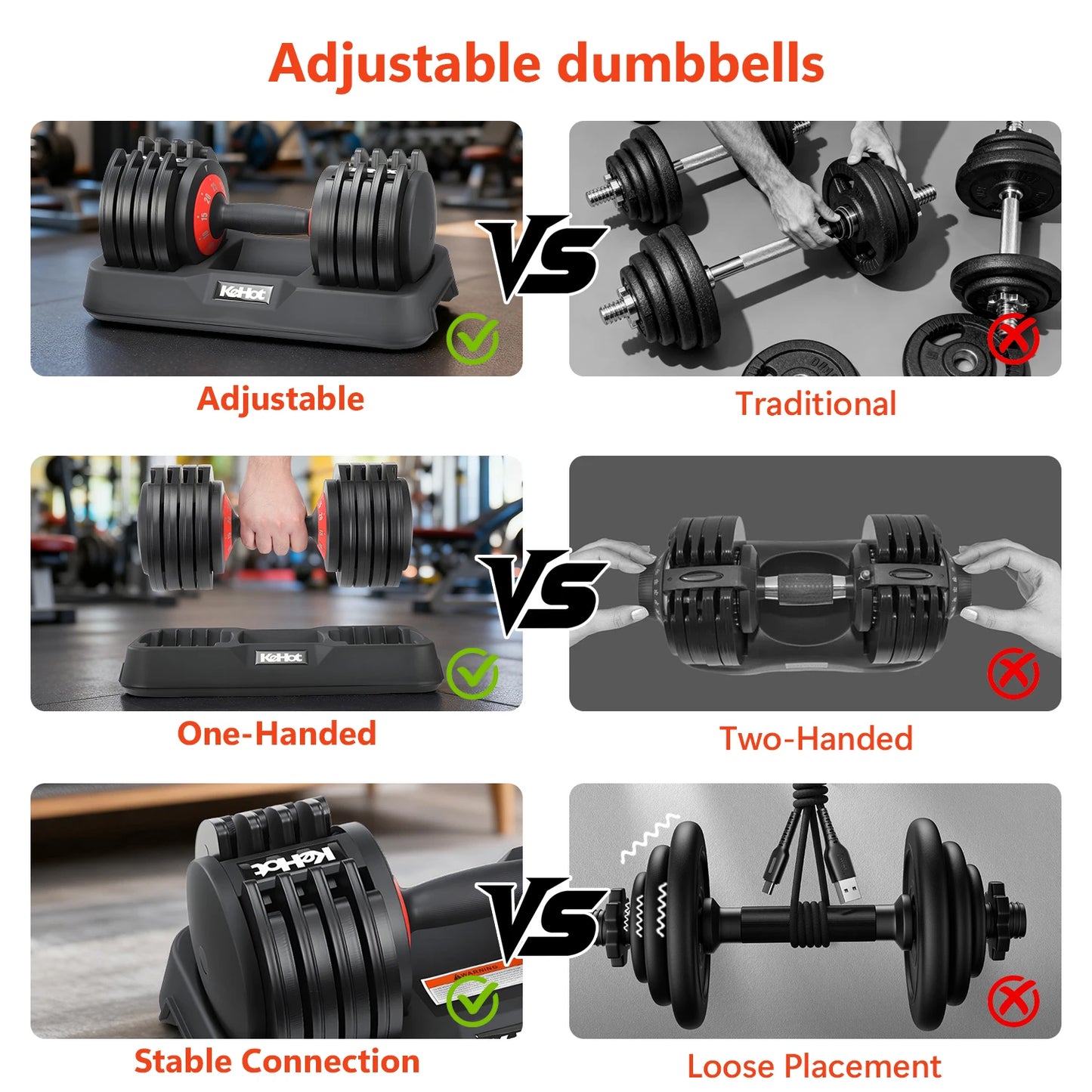 Adjustable All-in-One Dumbbell – 5-Level One-Touch Weight Adjustment