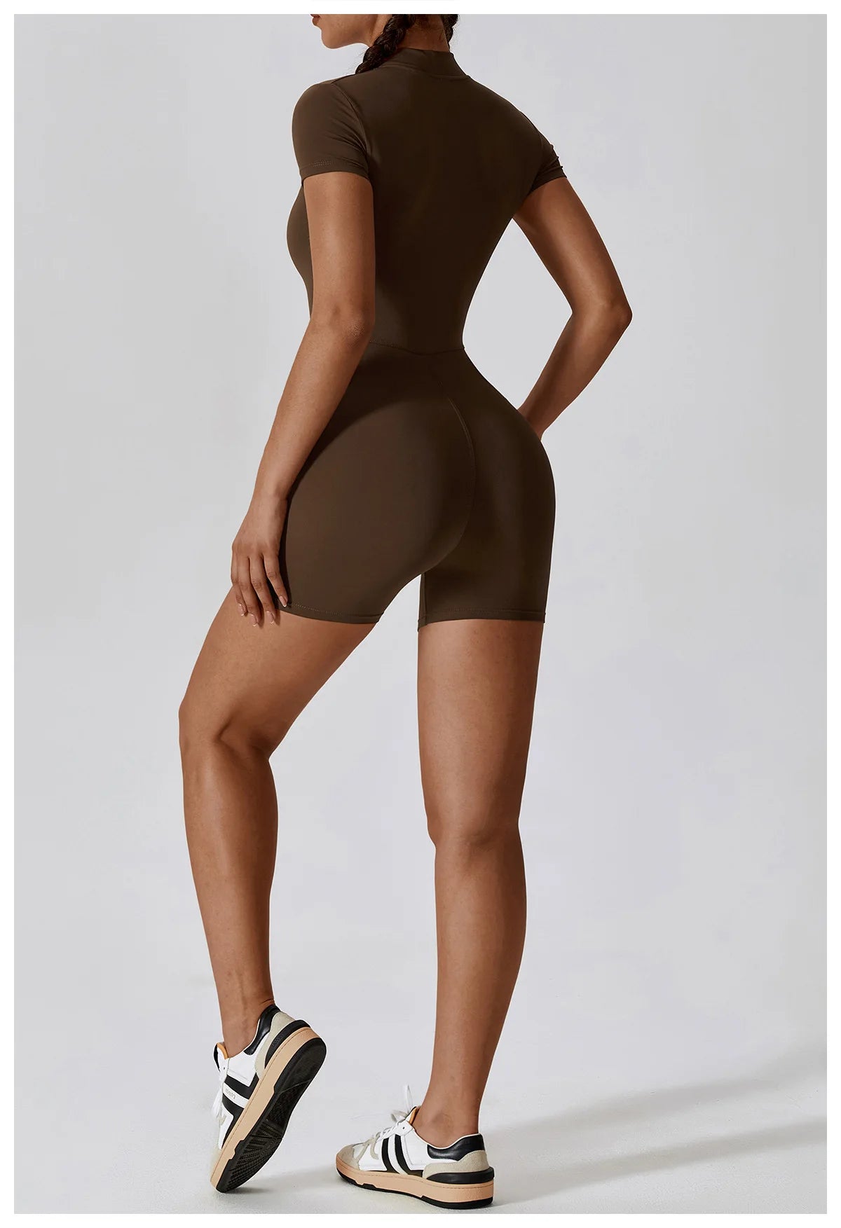 Summer Zipper Yoga Jumpsuit – Women’s Short Sleeve Push-Up Fitness Bodysuit