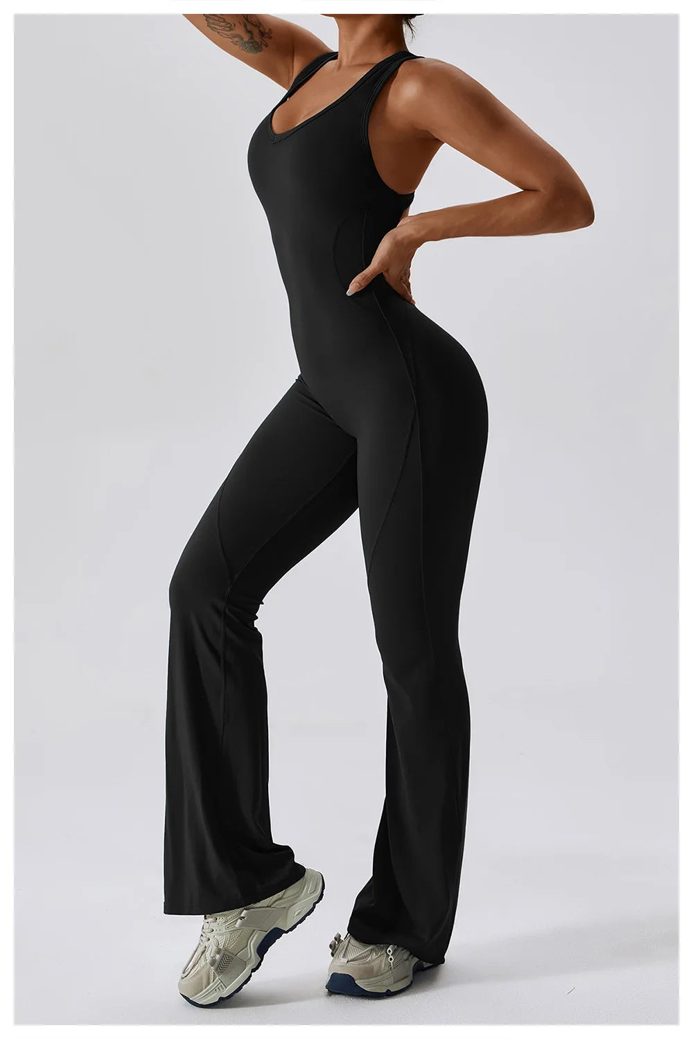 Women’s Solid Yoga Jumpsuit – One Piece Butt-Lifting Fitness Bodysuit