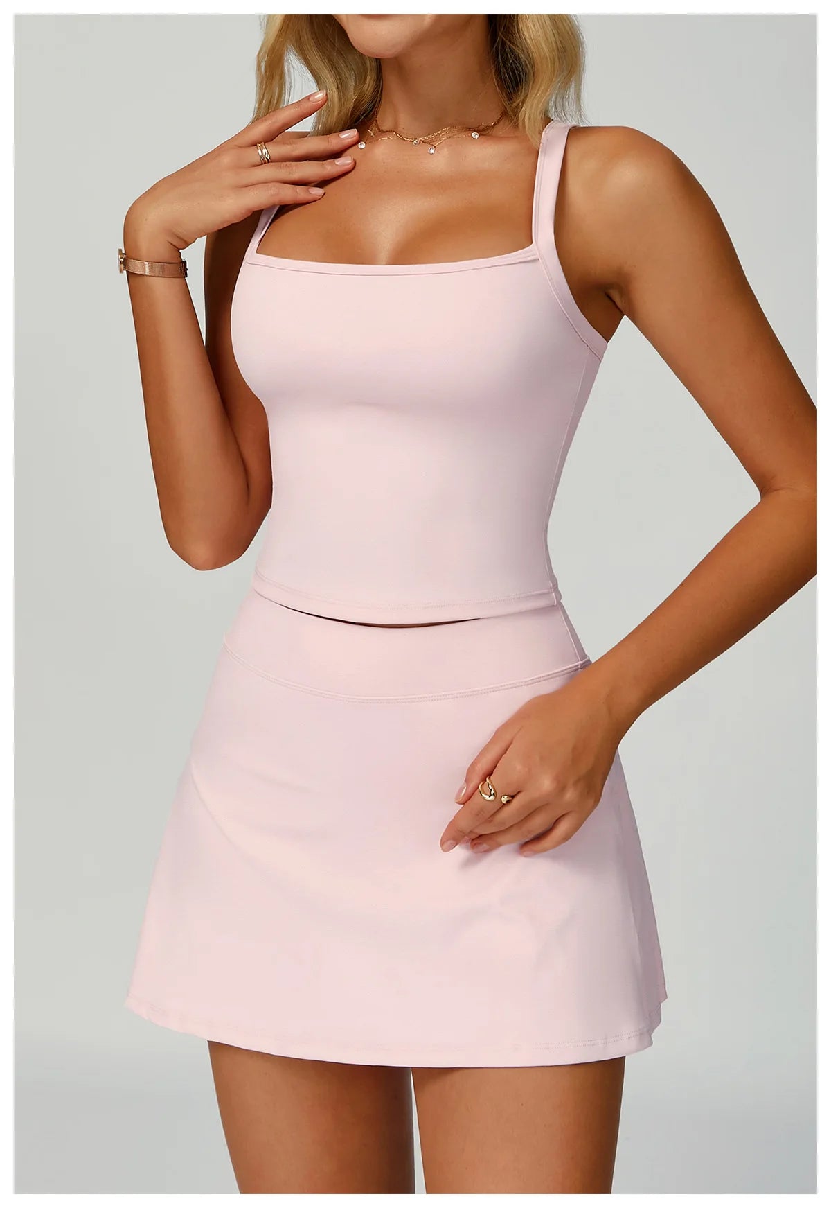 Women's Sexy Tracksuit Yoga Set 2 Pieces High Waist Sport Bra Sleeveless Skirt Gym Fitness Workout Suit Breathable Anti-Wrinkle