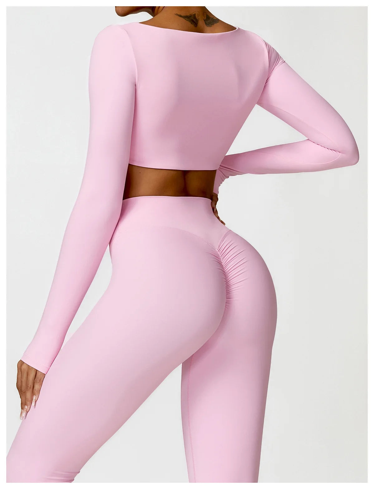 Women's Quick-Dry Square Neck Sports Crop Top – Long Sleeve Gym & Yoga Activewear