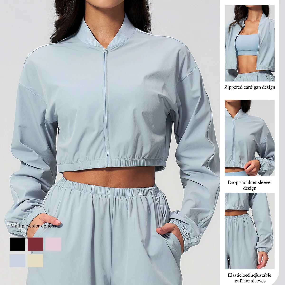 Women's UPF 50+ Sun Protection Jacket – Cropped Sports Fitness & Yoga Jacket