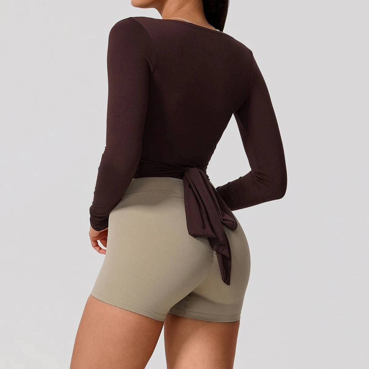 Women's Long Sleeve Yoga Wrap Top – Breathable Quick-Dry Sportswear for Pilates & Dance