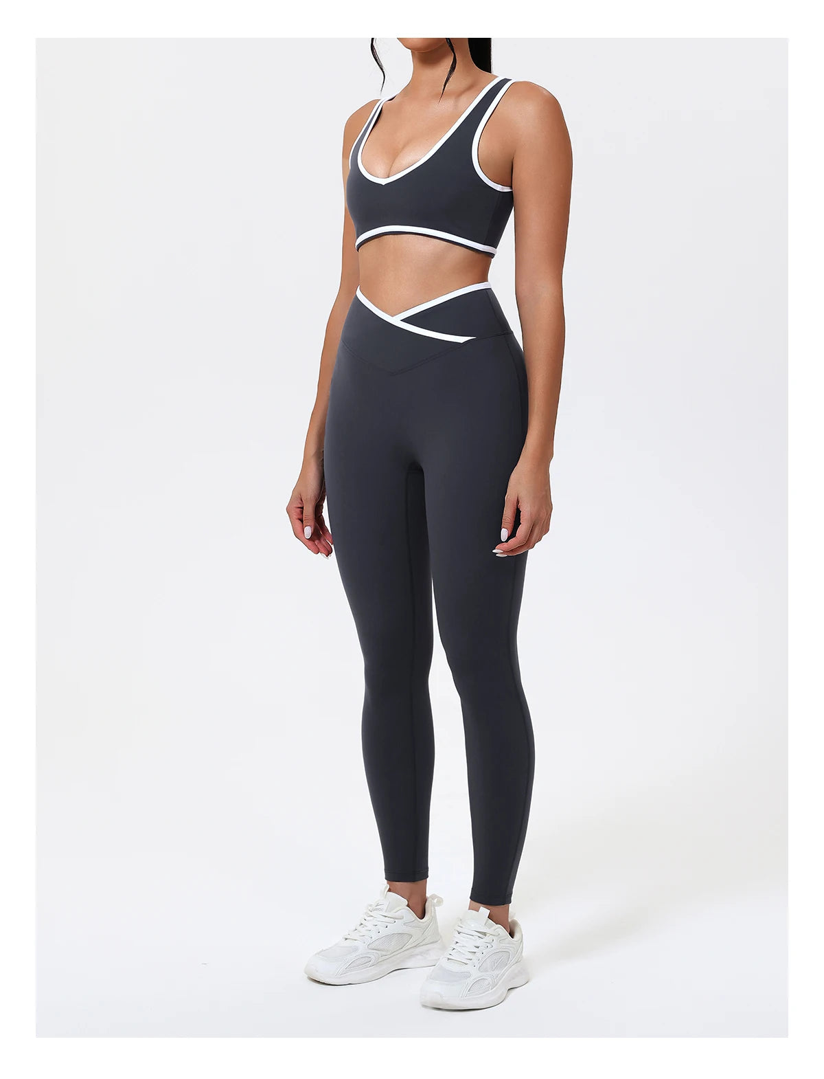 Women's 2-Piece Yoga Set – Sports Bra with Padded Cups & High-Waisted Cross-Back Leggings
