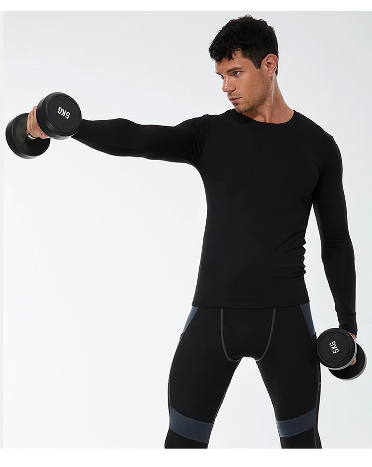 Men's Running Quick-Dry Long Sleeve T-Shirt – Slim Fit Gym & Training Sportswear