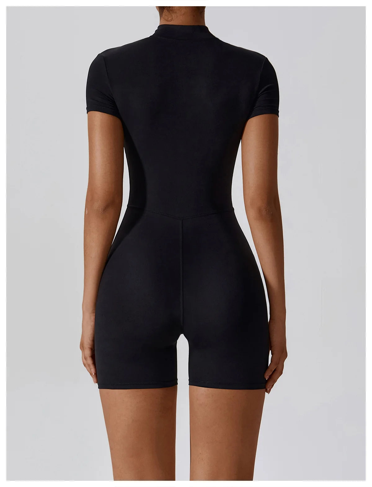Summer Zipper Yoga Jumpsuit – Women’s Short Sleeve Push-Up Fitness Bodysuit