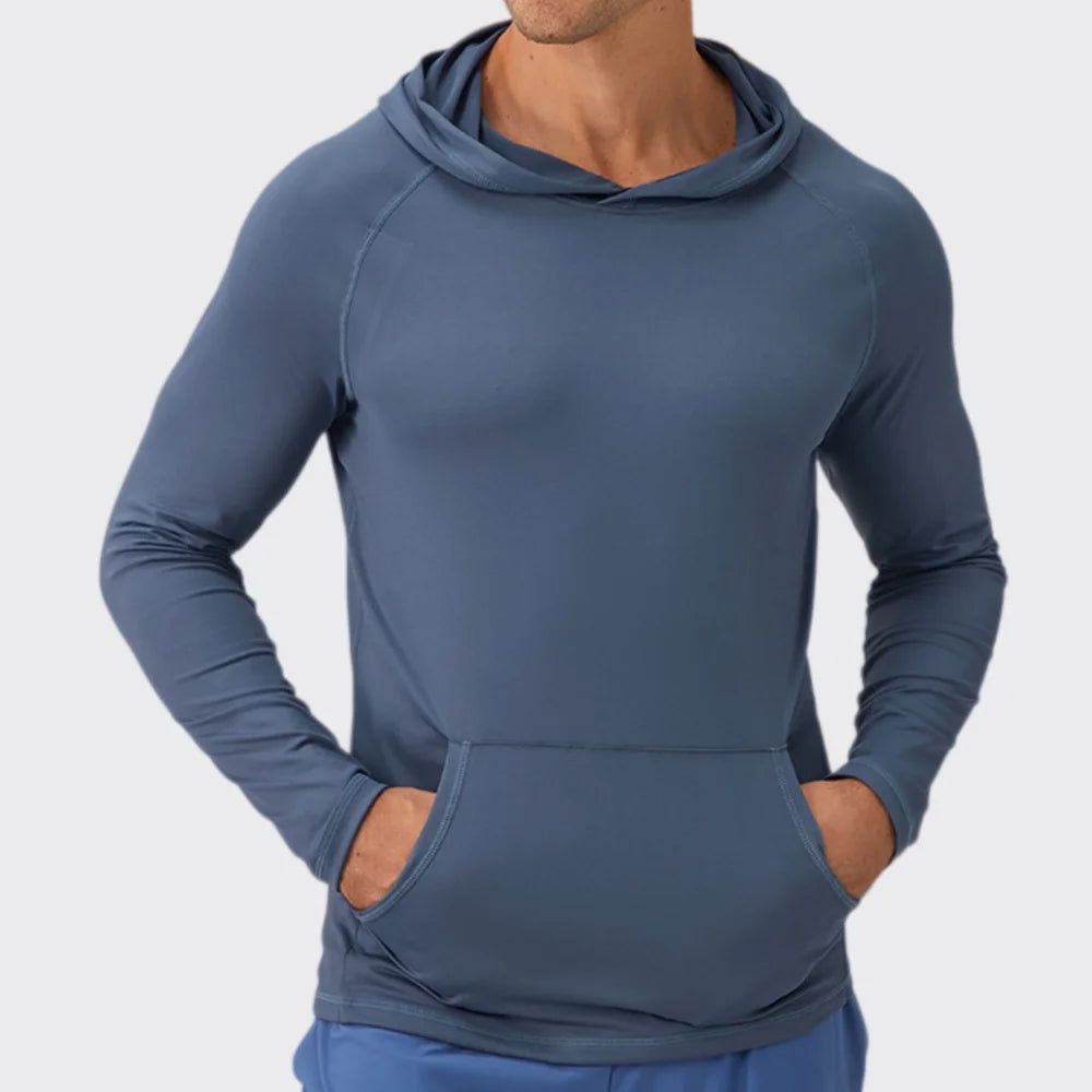 Men's Fitness Hoodie Long Sleeve Sport T-Shirt – Quick-Dry Slim Fit Gym & Running Top