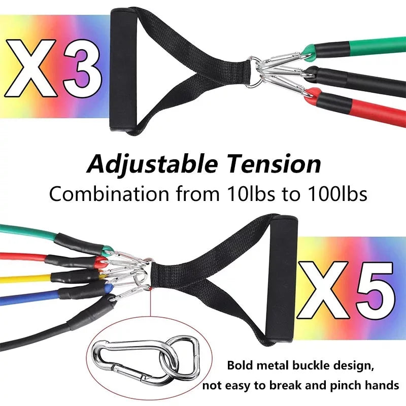 11PCS Resistance Bands Set – Pull Rope & Full Body Home Gym Training Equipment