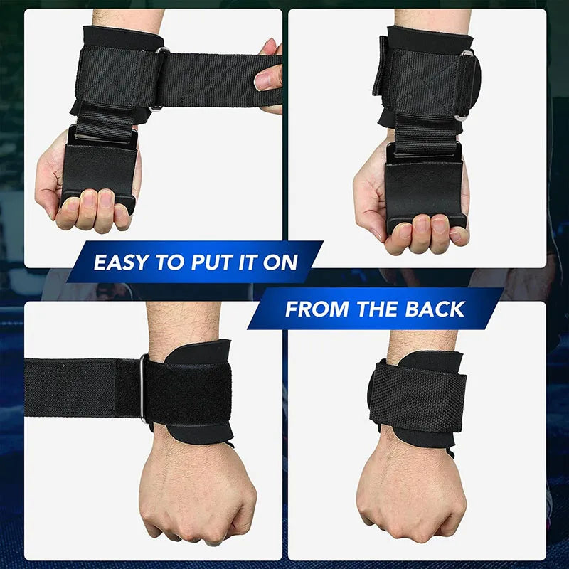 Weight Lifting Hook Grips with Wrist Wraps – Heavy Duty Gym Lifting Straps for Pull-Ups & Powerlifting