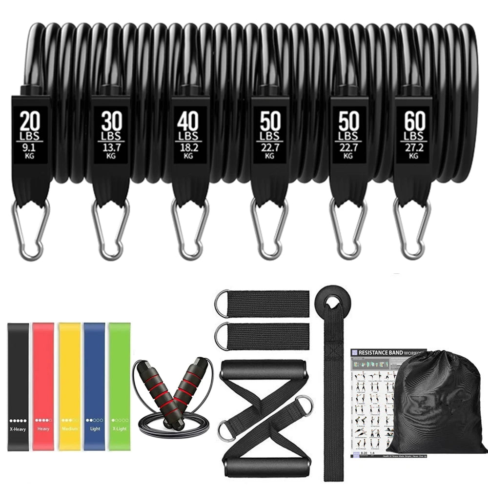 Workout Bar Resistance Bands Set – Pilates, Yoga & Home Gym Training Equipment