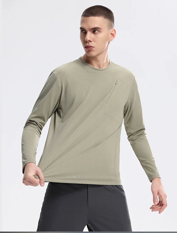 Men's Fitness Long Sleeve T-Shirt – Quick-Dry Breathable Sportswear for Running & Training