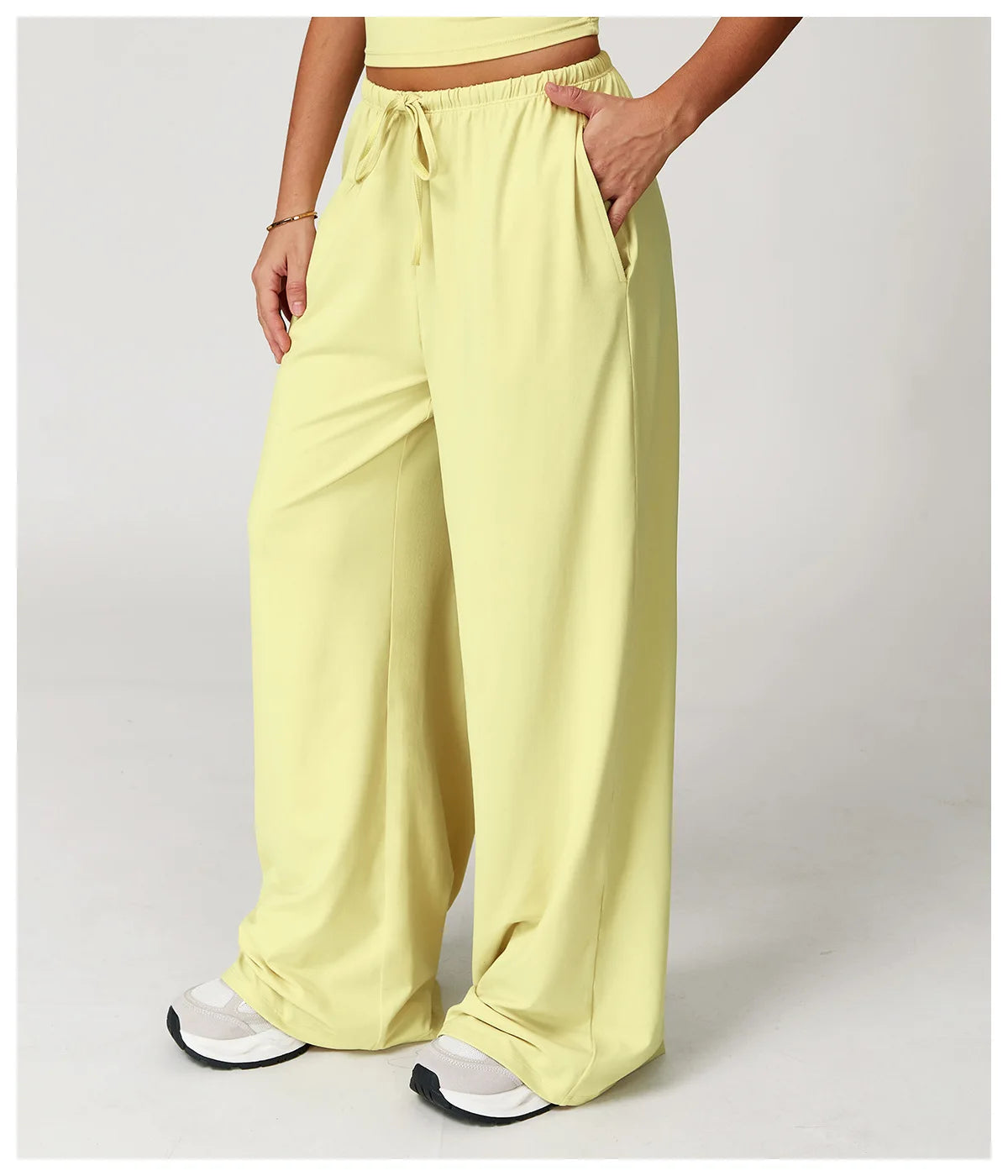 Yoga Pants Brushed Sports Pants Women's Hanging Wide Leg Loose Casual Pants Sports Running Fitness Elastic Drawstring Pants