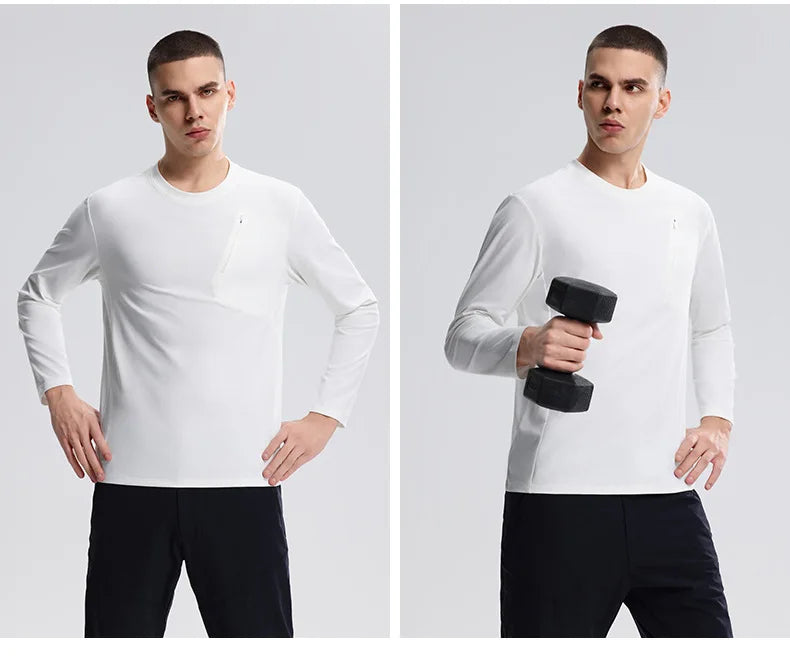Men's Fitness Long Sleeve T-Shirt – Quick-Dry Breathable Sportswear for Running & Training