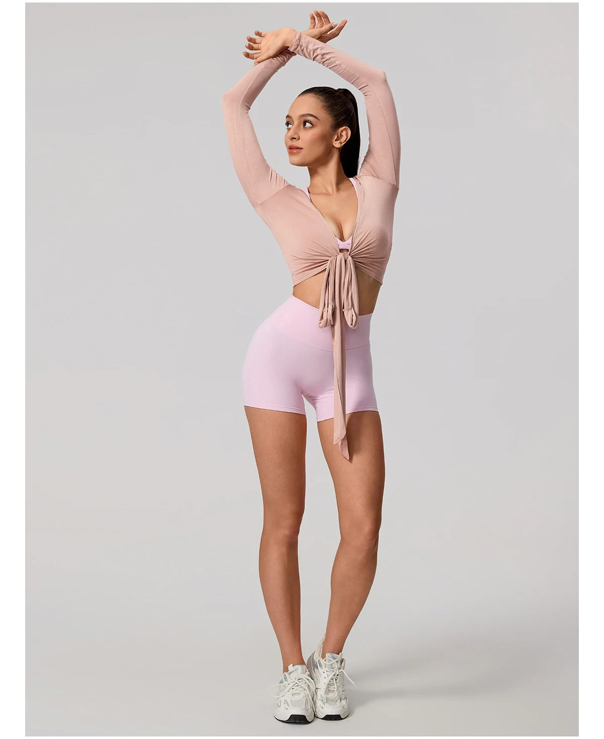Women's Long Sleeve Yoga Wrap Top – Breathable Quick-Dry Sportswear for Pilates & Dance