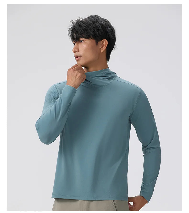Men's Compression Hooded Long Sleeve Fitness T-Shirt – Running, Gym & Workout Performance Top