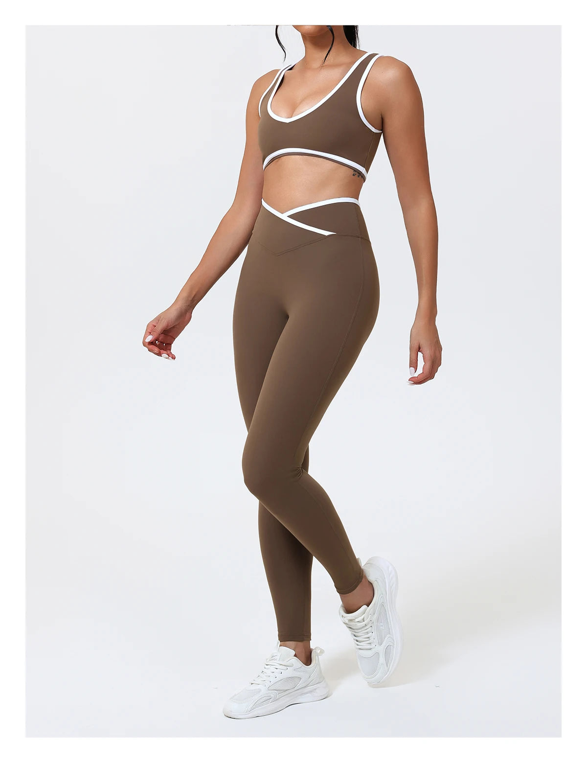 Women's 2-Piece Yoga Set – Sports Bra with Padded Cups & High-Waisted Cross-Back Leggings