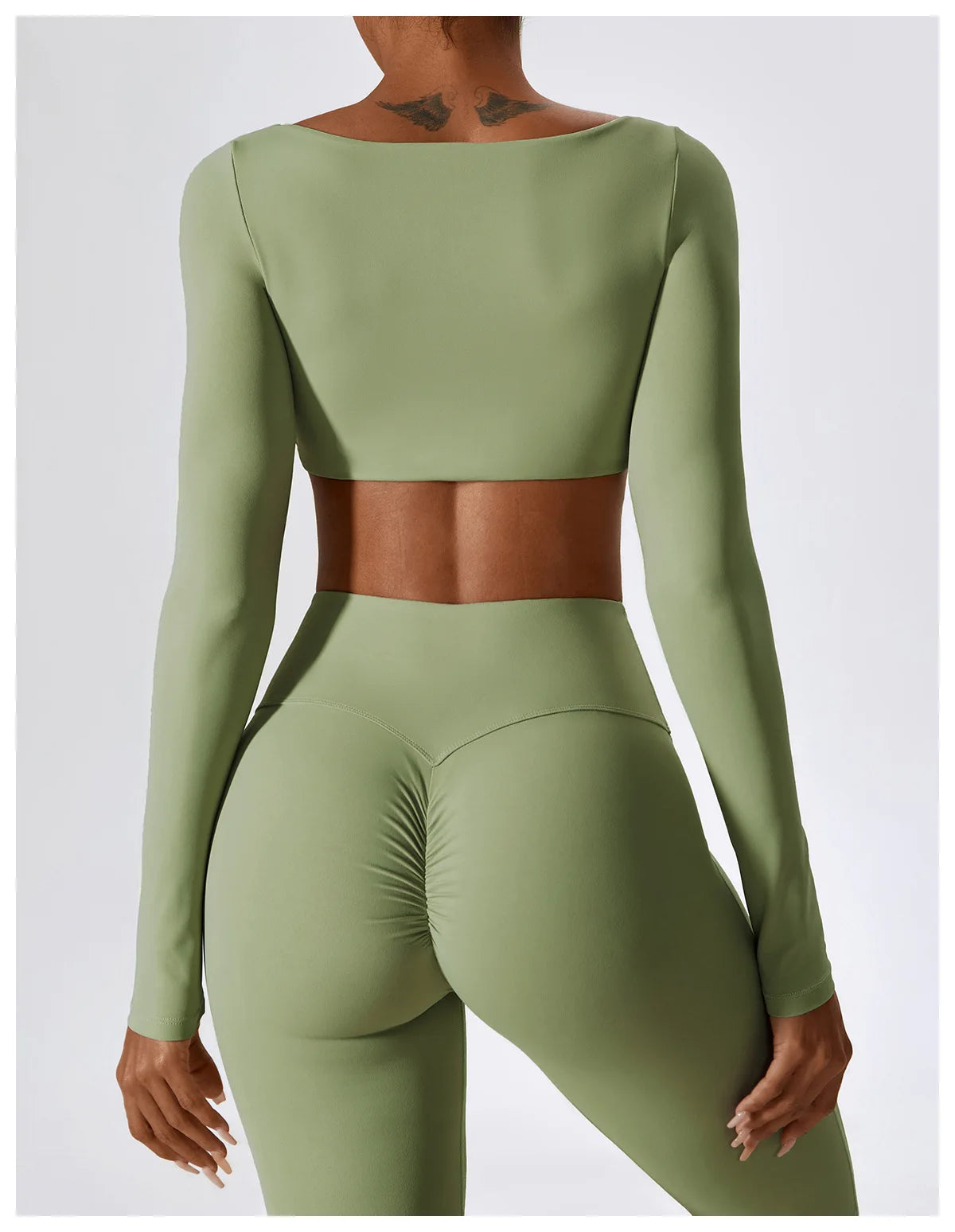 2PCS Women's Seamless Yoga Set Long Sleeve Athletic Legging & Crop Top Sportswear Workout Fitness Gym Sports Suit Winter Workout Clothes