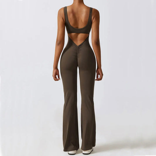 Women’s Fitness Yoga Jumpsuit – Push-Up Stretch Workout Bodysuit