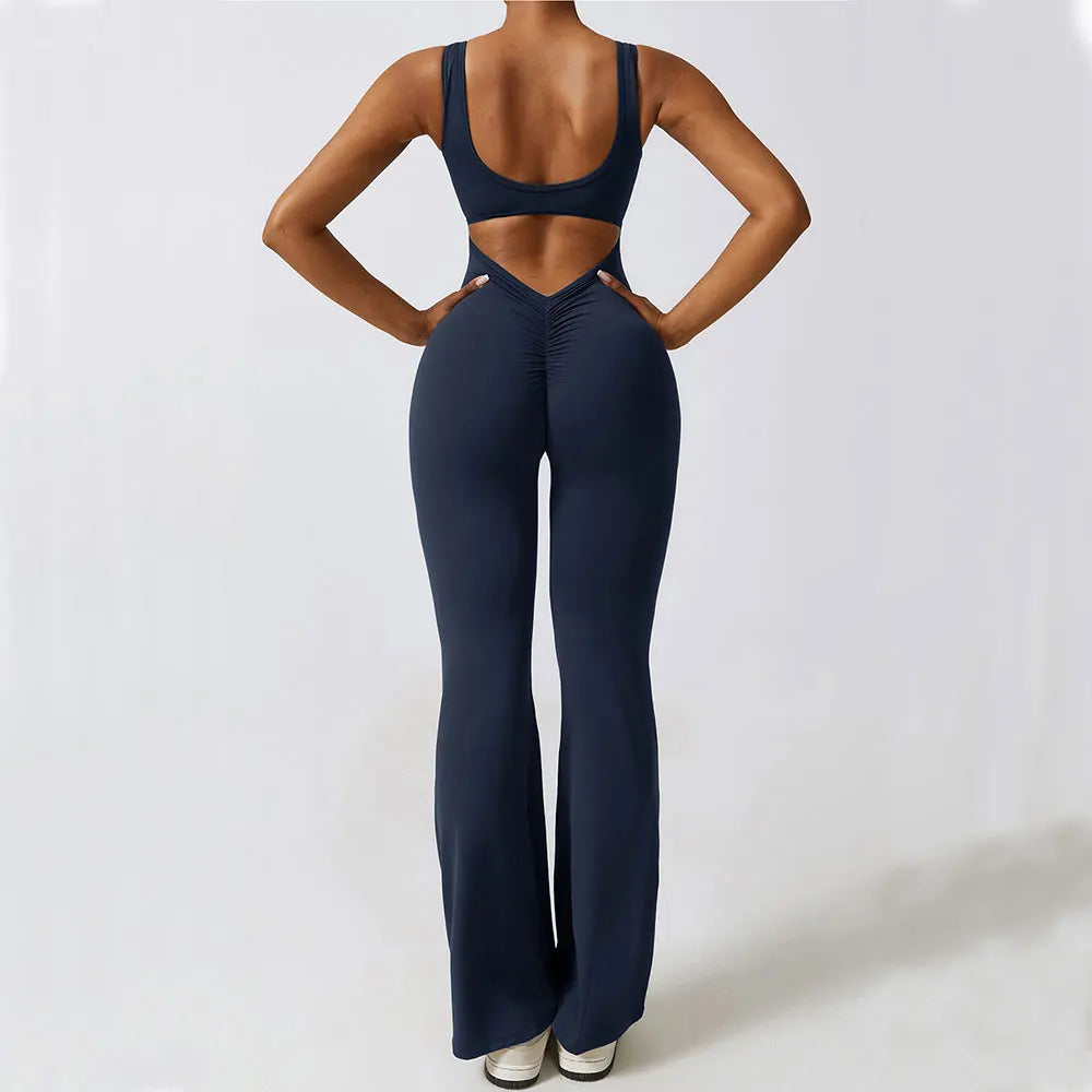 Women’s Fitness Yoga Jumpsuit – Push-Up Stretch Workout Bodysuit