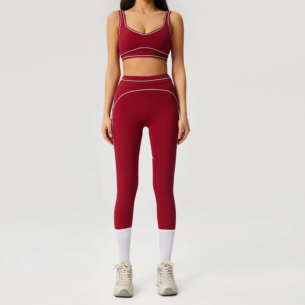 2pcs Women's Gym Sport Set Push up Yoga Pants Hollow Back High Waisted Leggings Fitness Bra Workout Quick Dry Breathable Sportswear