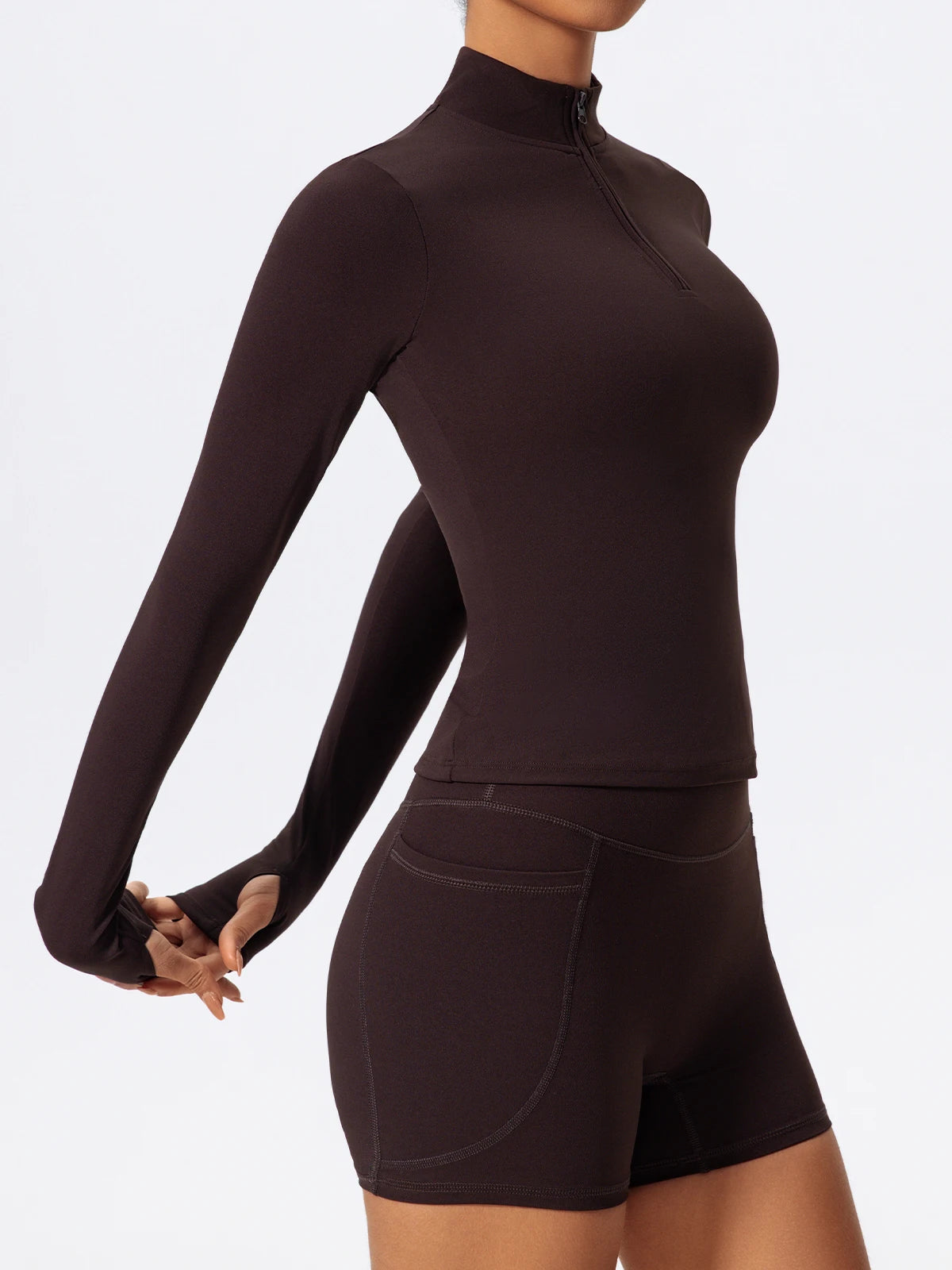 Women's 2-Piece Half-Zip Yoga Set – Long Sleeve Sports Top & Flared Workout Pants