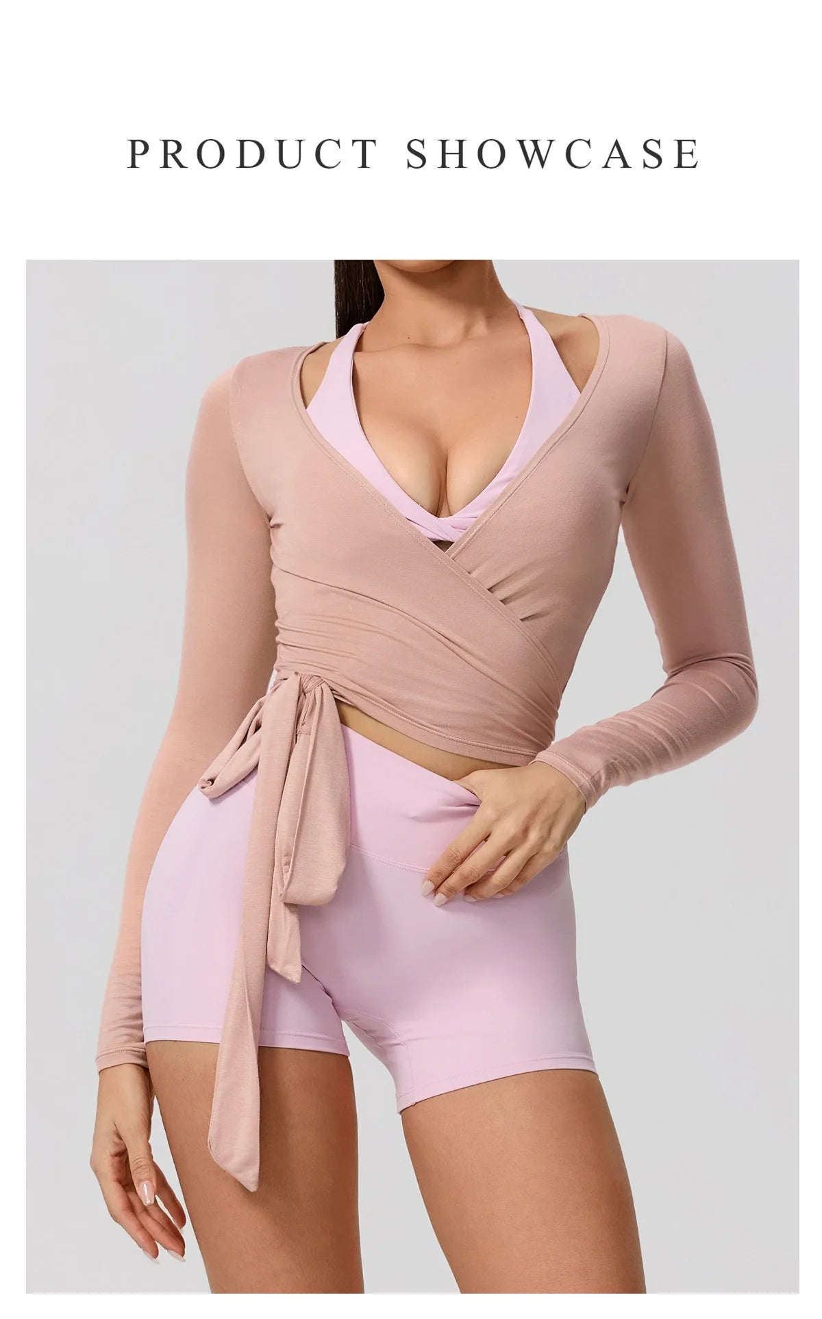 Women's Long Sleeve Yoga Wrap Top – Breathable Quick-Dry Sportswear for Pilates & Dance