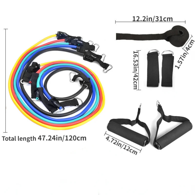 11PCS Resistance Bands Set – Pull Rope & Full Body Home Gym Training Equipment