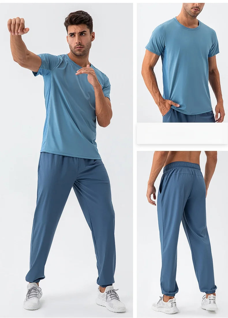 Men's Running Pants Sportswear Summer Jogging Sweatpants Quick Dry Thin Tracksuit Elastic Gym Fitness Sport Trousers Men Slacks