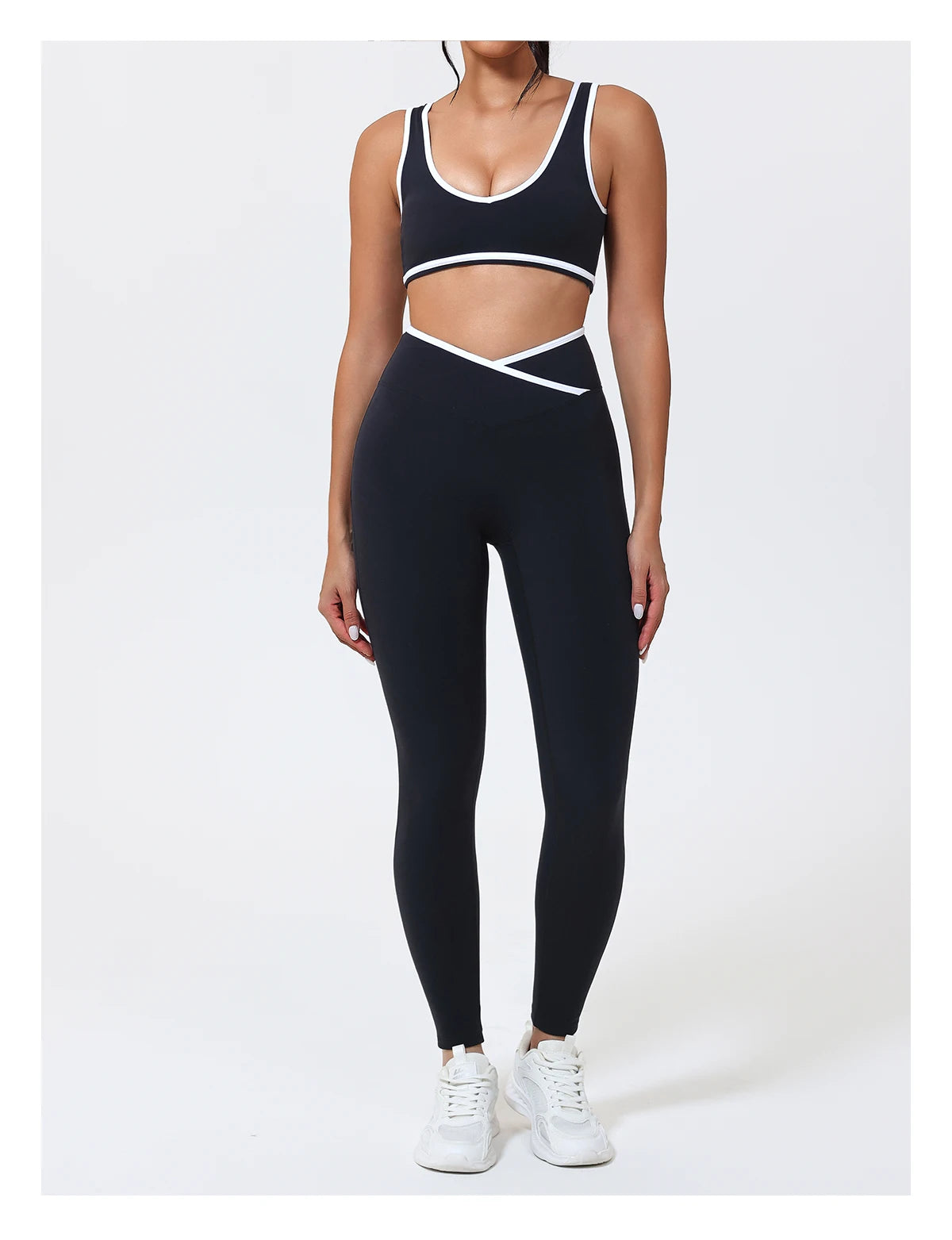 Women's 2-Piece Yoga Set – Sports Bra with Padded Cups & High-Waisted Cross-Back Leggings