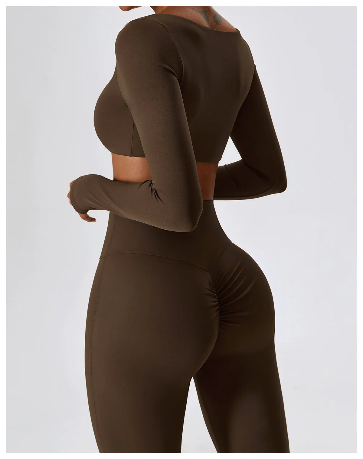 2PCS Women's Seamless Yoga Set Long Sleeve Athletic Legging & Crop Top Sportswear Workout Fitness Gym Sports Suit Winter Workout Clothes