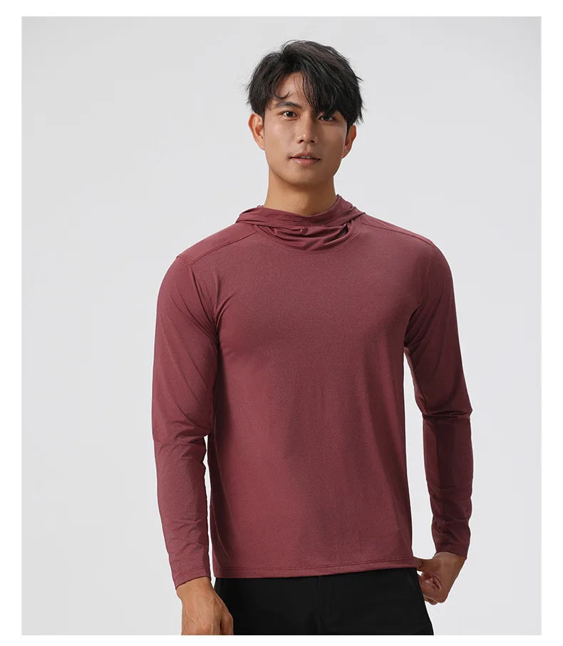 Men's Compression Hooded Long Sleeve Fitness T-Shirt – Running, Gym & Workout Performance Top