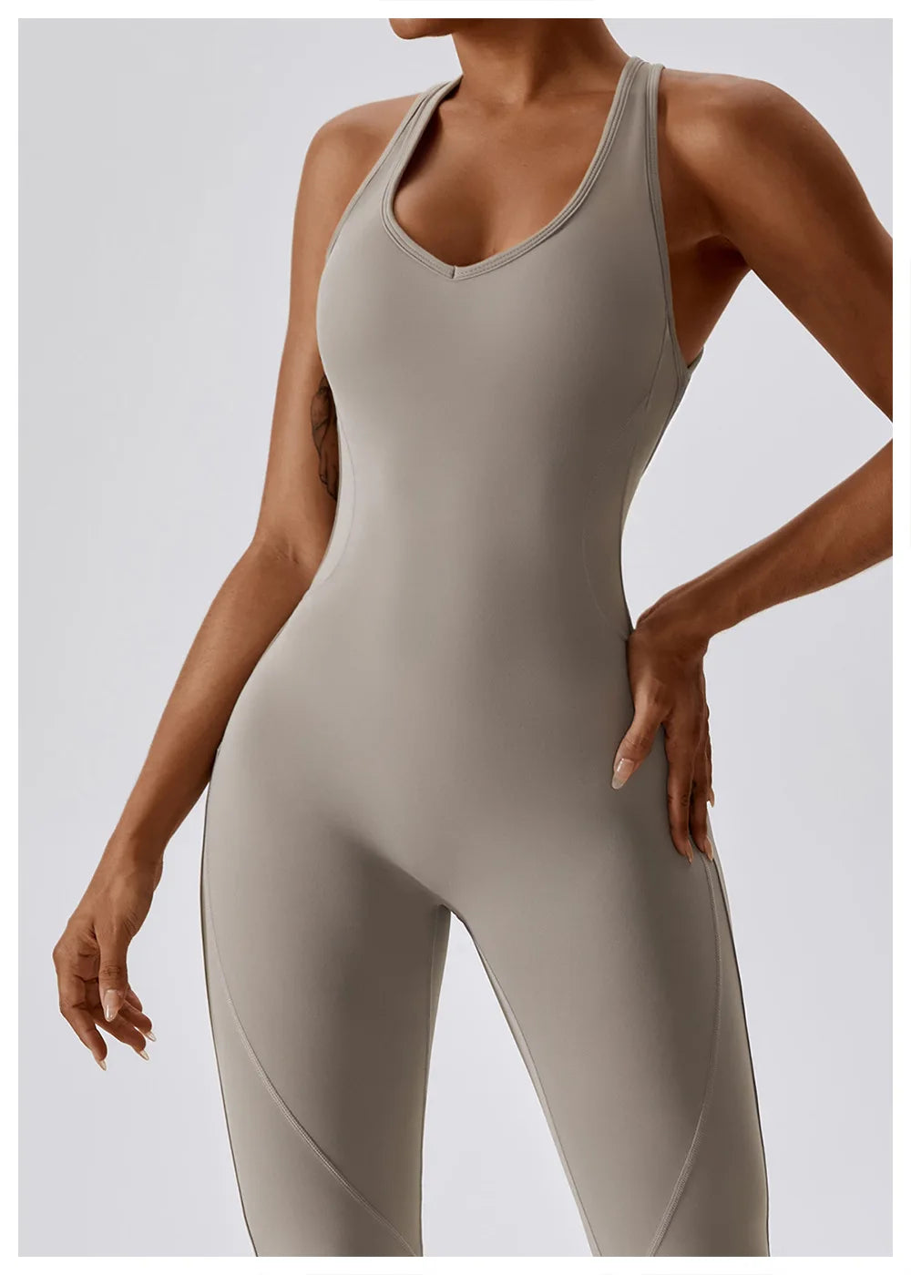 Women’s Solid Yoga Jumpsuit – One Piece Butt-Lifting Fitness Bodysuit