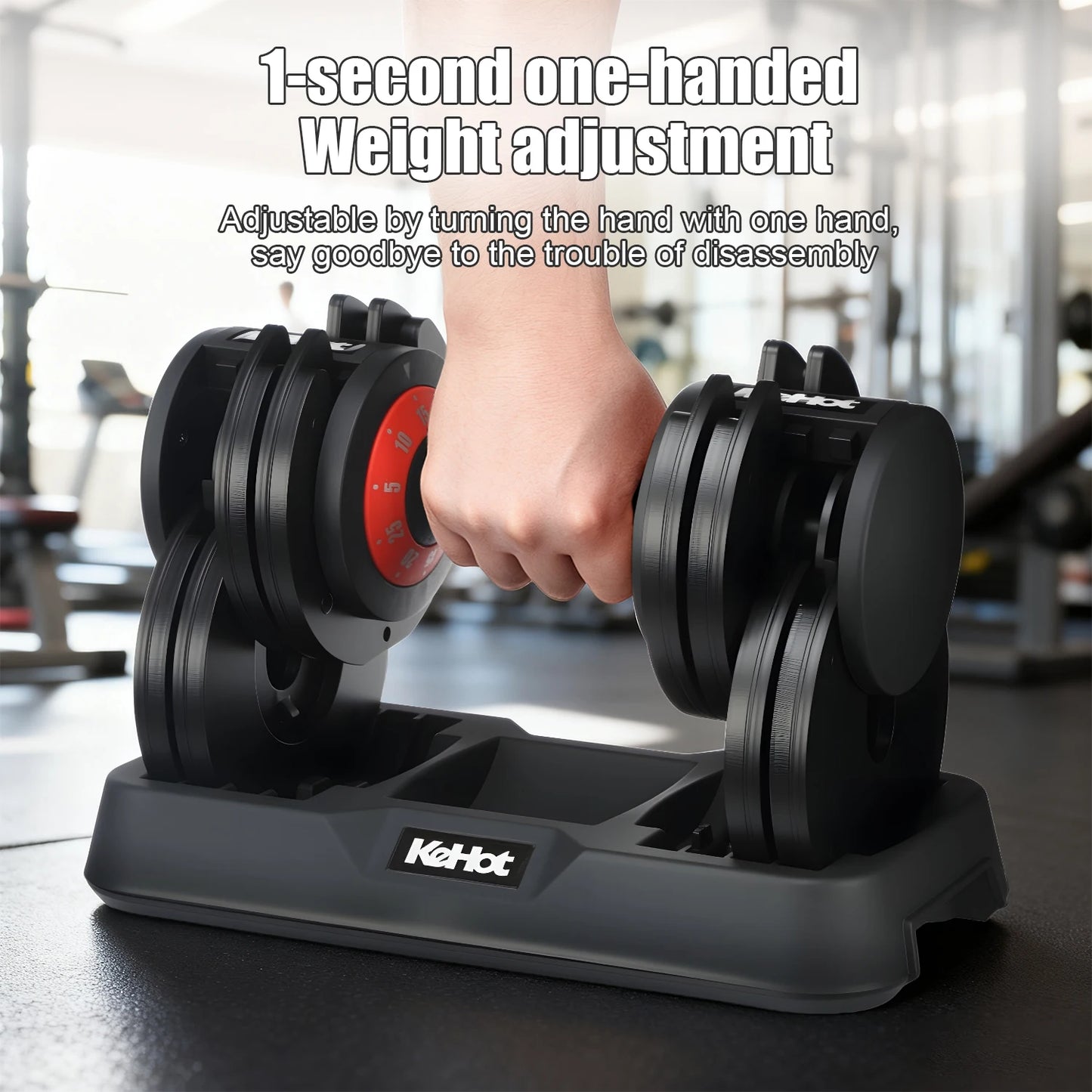 Adjustable All-in-One Dumbbell – 5-Level One-Touch Weight Adjustment