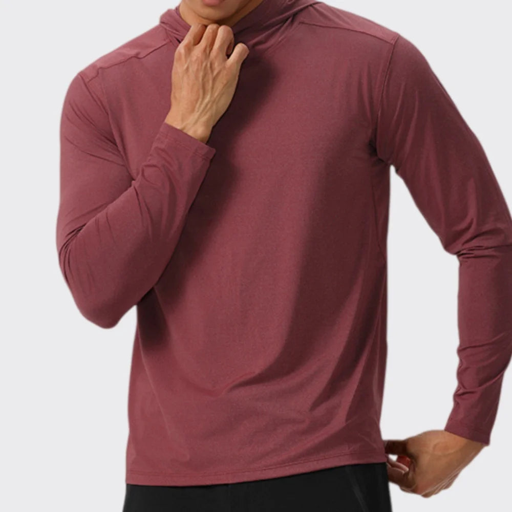 Men's Compression Hooded Long Sleeve Fitness T-Shirt – Running, Gym & Workout Performance Top