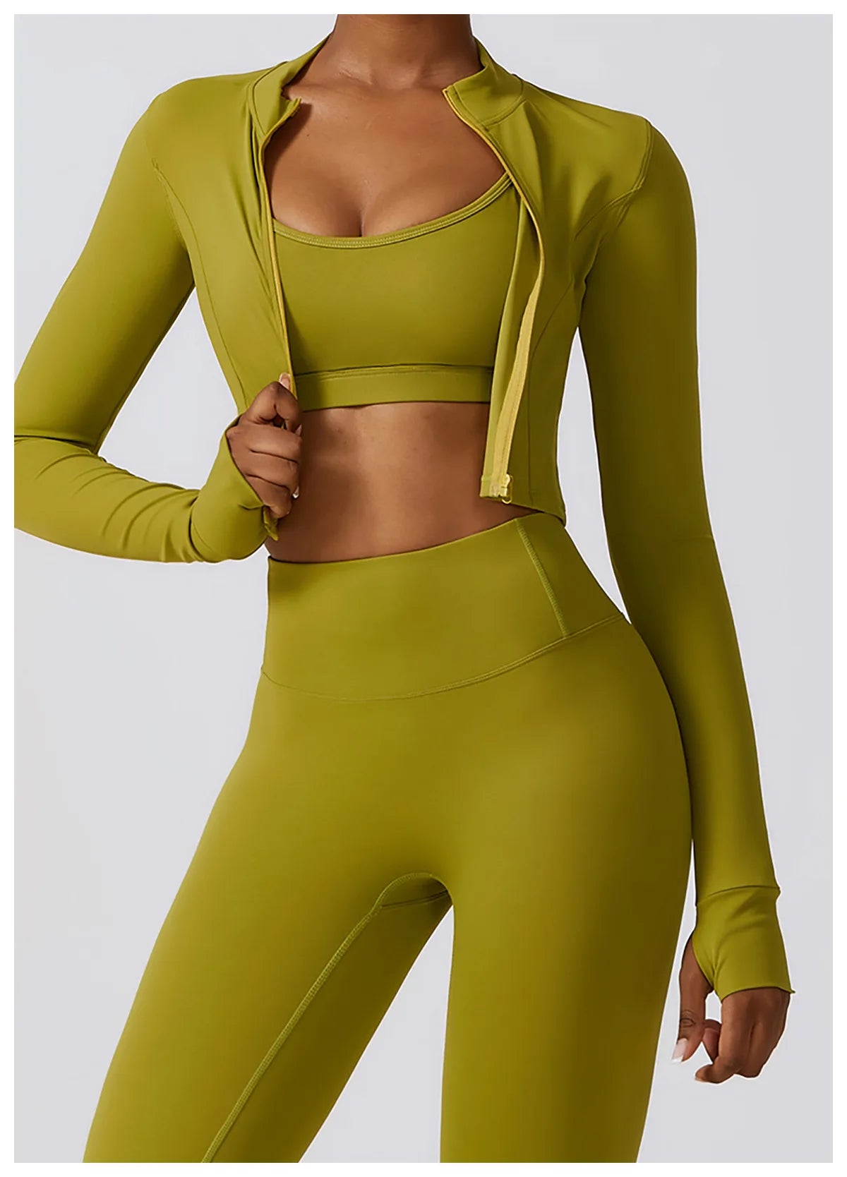 Women's Sportswear Yoga Set Seamless Fitness Bra Crop Top Long Sleeve Workout Clothes Athletic Wear Gym Legging for Running Fitness