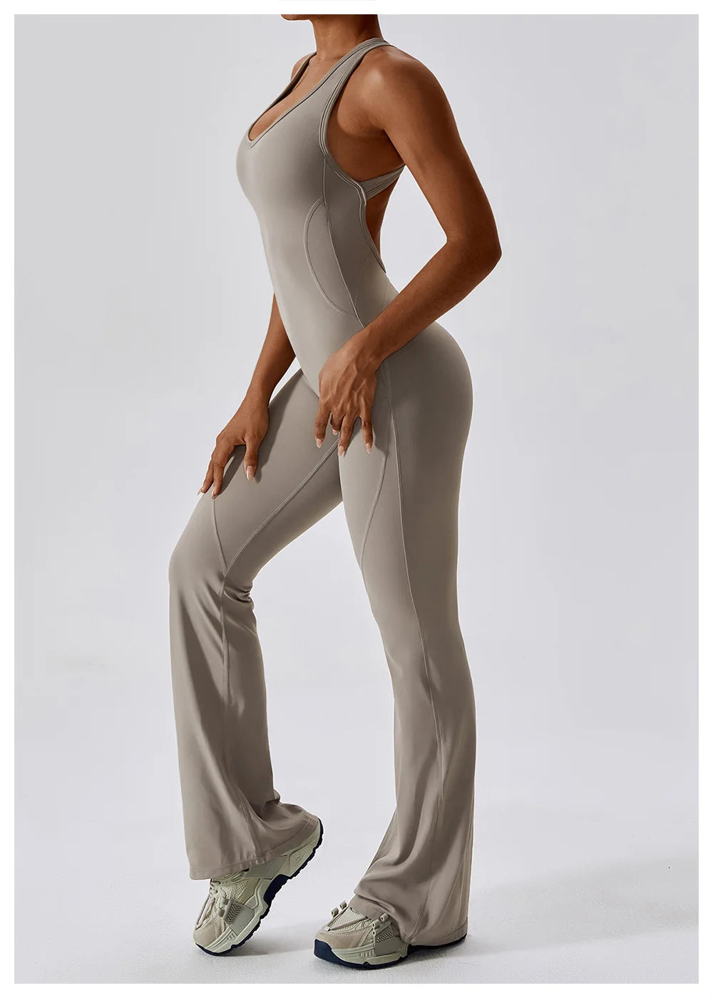 Women’s Solid Yoga Jumpsuit – One Piece Butt-Lifting Fitness Bodysuit