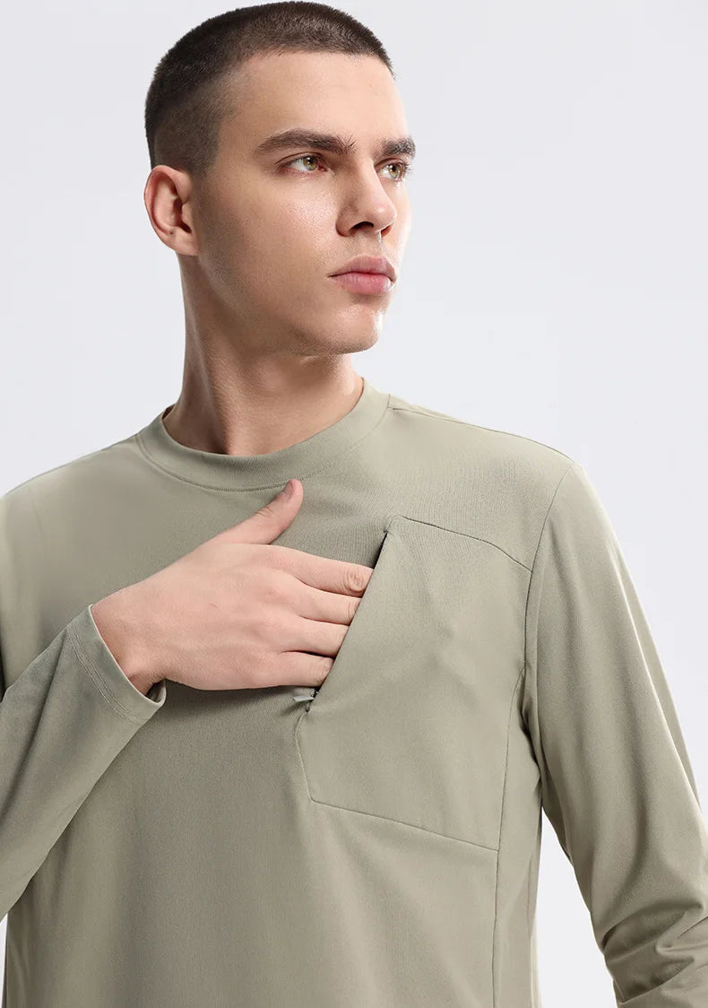Men's Fitness Long Sleeve T-Shirt – Quick-Dry Breathable Sportswear for Running & Training